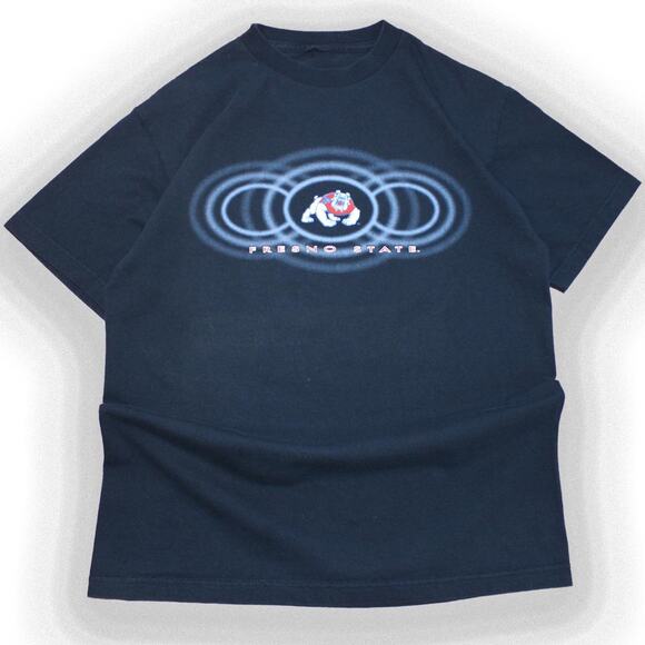 Blue Vintage 90's Fresno State University Bulldog Graphic Tee - Picture 1 of 4